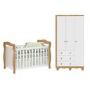 Ver imagem 3 de Quarto de Bebê com Guarda-Roupa 3 Portas e Berço Americano Nina 100% MDF Espresso Móveis Branco/Brilho/Amêndoa