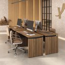 Ver imagem 1 de Conjunto 4 Peças com Escrivaninhas Operacionais Mesa Escritório 1450 Y37 Nogal e Preto Artany 100% MDF