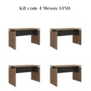 Ver imagem 3 de Conjunto 4 Peças com Escrivaninhas Operacionais Mesa Escritório 1450 Y37 Nogal e Preto Artany 100% MDF