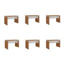 Ver imagem 2 de Conjunto 6 Peças com Escrivaninhas Operacionais em Tamburato Mesa Escritório 1450 100% MDF 145,3cm Freijó e Branco Artany