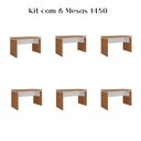 Ver imagem 3 de Conjunto 6 Peças com Escrivaninhas Operacionais em Tamburato Mesa Escritório 1450 100% MDF 145,3cm Freijó e Branco Artany