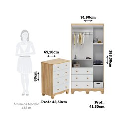 Quarto Infantil com Guarda-Roupa 3 Portas e Cômoda 4 Gavetas 100% MDF Mimo Espresso Móveis - 3