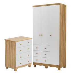 Quarto Infantil com Guarda-Roupa 3 Portas e Cômoda 4 Gavetas 100% MDF Mimo Espresso Móveis - 2