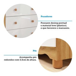 Quarto Infantil com Guarda-Roupa 3 Portas e Cômoda 4 Gavetas 100% MDF Mimo Espresso Móveis - 9