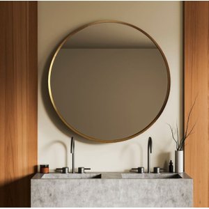 Espelho Grande Redondo Moldura Metal Decorativo 80x80cm Luxo