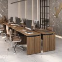 Ver imagem 1 de Kit 6 Peças com Escrivaninhas Operacionais em Tamburato Mesa Escritório 1450