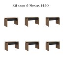 Ver imagem 3 de Conjunto 6 Peças com Escrivaninhas Operacionais em Tamburato Mesa Escritório 1450 100% MDF 145,3cm Nogal e Preto Marrom Artany