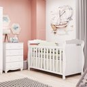 Ver imagem 1 de Quarto de Bebê com Berço Minicama e Cômoda 4 Gavetas 100% MDF Nina Espresso Móveis Branco/Brilho