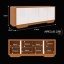 Ver mais imagens de Aparador Buffet 4 Portas com LED Arcus 218 cm Orgânico - Cedro e Off White