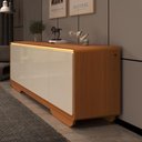 Ver imagem 2 de Aparador Buffet 4 Portas com LED Arcus 218 cm Orgânico - Cedro e Off White