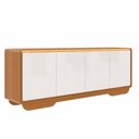 Ver imagem 5 de Aparador Buffet 4 Portas com LED Arcus 218 cm Orgânico - Cedro e Off White