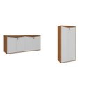 Ver imagem 2 de Kit 2 Armários Multiuso para Escritório com Chave Marrom/Freijó/Branco Artany
