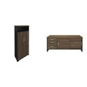 Ver imagem 2 de Kit 2 Peças com Balcão Organizador e Armário Multiuso 2 Portas em Tamburato para Escritório Preto/Charuto Artany