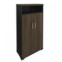 Ver imagem 3 de Kit 2 Peças com Balcão Organizador e Armário Multiuso 2 Portas em Tamburato para Escritório Preto/Charuto Artany