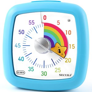 Secura Timer Visual Silencioso 60 Minutos para Estudo e Gestão de Tempo (azul)