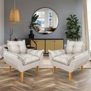 Ver imagem 1 de Kit 2 Poltronas Opala Decorativa Luxo Linho Bege Sky Mobile