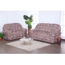 Ver imagem 1 de Kit Capa de Sofá 2 e 3 Lugares Retrô Tamanho Grande Elasticada Malha Gel Estampada:5 Folhas Marrom