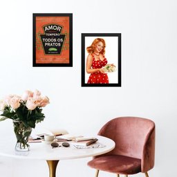 Kit 2 Quadros Cozinha Vintage Vermelha 24x18cm:madeira Preta - 1 Kit 2 Quadros Cozinha Vintage Vermelha 24x18cm:madeira Preta - 1