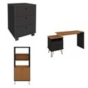 Ver imagem 2 de Conjunto 3 Peças com Escrivaninha Industrial, Gaveteiro Organizador e Estante com Pés de Metal Freijó Preto Artany