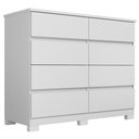 Ver imagem 1 de Cômoda Quarto 136cm 8 Gavetas Morin Branco S01 - Mpozenato