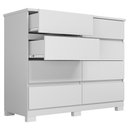 Ver imagem 5 de Cômoda Quarto 136cm 8 Gavetas Morin Branco S01 - Mpozenato