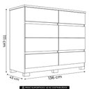 Ver imagem 4 de Cômoda Quarto 136cm 8 Gavetas Morin Branco S01 - Mpozenato