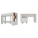 Ver imagem 2 de Conjunto de Quarto Juvenil com Beliche e Escrivaninha 2 Gavetas Zest Yescasa Branco/Nogal