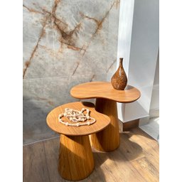 Mesas Laterais Organicas Bean 51cm,41cm em Freijo - 4