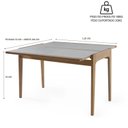 Ver imagem 3 de Conjunto Sala de Jantar Mesa Aparador Extensível 53x106 Tampo Vidro e 04 Cadeiras Estofada Marrom/Am