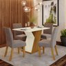 Conjunto Sala de Jantar Mesa 120cm Tampo MDF 4 Cadeiras Lupita Casa 812 - 1