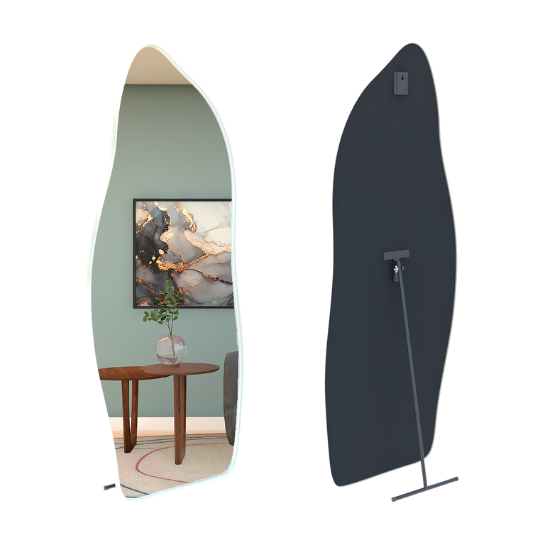 Espelho Grande Corpo Inteiro com Moldura Metal Orgânico 170x70cm com Suporte de Chão