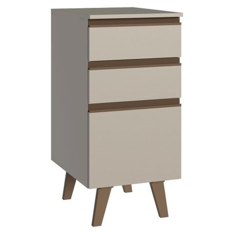 Balcão de Cozinha 40 Cm 3 Gavetas com Pés Nice Madesa Crema