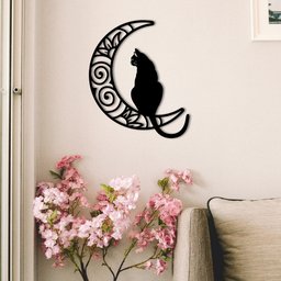 Aplique Decorativo De Parede Em Mdf 6mm Gato Na Lua - 3