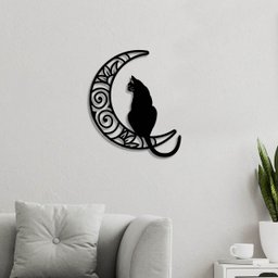 Aplique Decorativo De Parede Em Mdf 6mm Gato Na Lua - 1