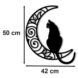 Aplique Decorativo De Parede Em Mdf 6mm Gato Na Lua - 2