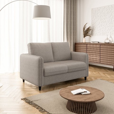 Sofá 2 Lugares Linho Cinza Orquídea 138cm CabeCasa MadeiraOriginals