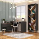 Ver imagem 1 de Kit 2 Peças para Escritório com Escrivaninha em L e Estante Multiuso para Livros