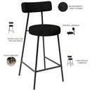 Ver imagem 4 de Kit 04 Banquetas Baixa para Cozinha Sala de Jantar Bar Bancada Milão L02 Linho Chumbo - lyam decor L
