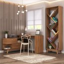 Ver imagem 1 de Kit 2 Peças para Escritório com Escrivaninha em L e Estante Multiuso para Livros