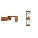 Ver imagem 2 de Kit 2 Peças para Escritório com Escrivaninha em L e Estante Multiuso para Livros