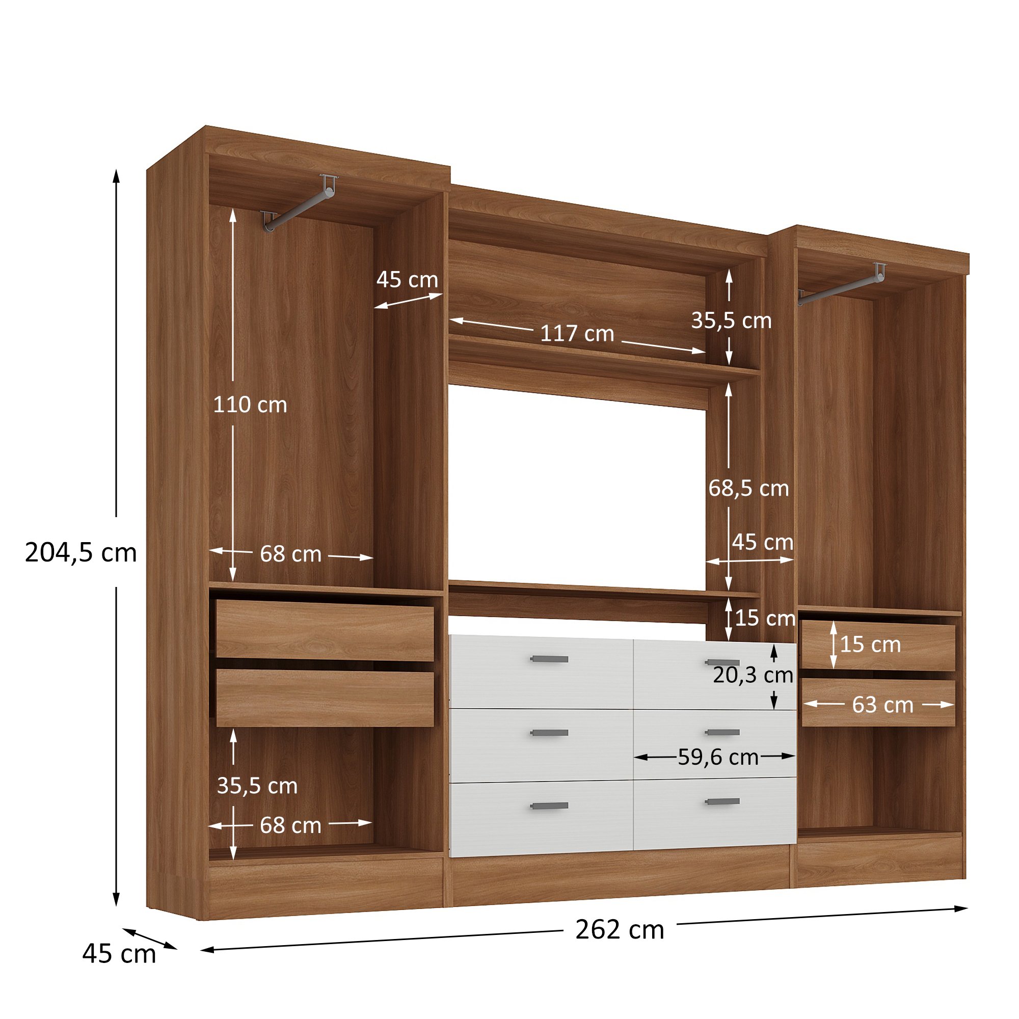 Guarda-roupa Modulado Viena 4 Portas 6 Gavetas3 Peças Espresso Móveis - 4