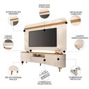 Ver imagem 3 de Painel TV 80 pol 200cm Arven e Rack Sala Yang Off White/Cinamomo H01 - Mpozenato