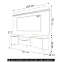 Ver imagem 4 de Painel TV 80 pol 200cm Arven e Rack Sala Yang Off White/Cinamomo H01 - Mpozenato