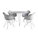 Ver imagem 2 de Mesa Jantar Redonda 110cm Branca Clips 3 Pés com 4 Poltronas Brancas Eames Eiffel Ferro Branco