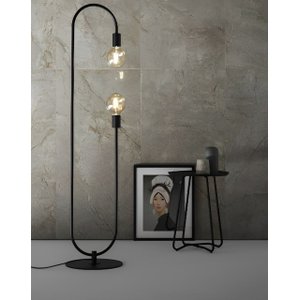 Luminária de Chão Moderna Metálica Slim Curva para 2 Lâmpadas 1,40m- Preto