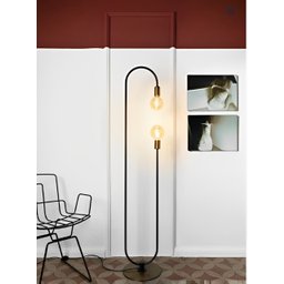 Luminária de Chão Moderna Metálica Slim Curva para 2 Lâmpadas 1,40m- Preto - 3
