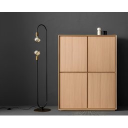 Luminária de Chão Moderna Metálica Slim Curva para 2 Lâmpadas 1,40m- Preto - 2
