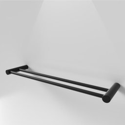 Porta Toalha Duplo para Banheiro Toalheiro Suporte Redondo Barra Grego Metal Preto Fosco Orion - 2