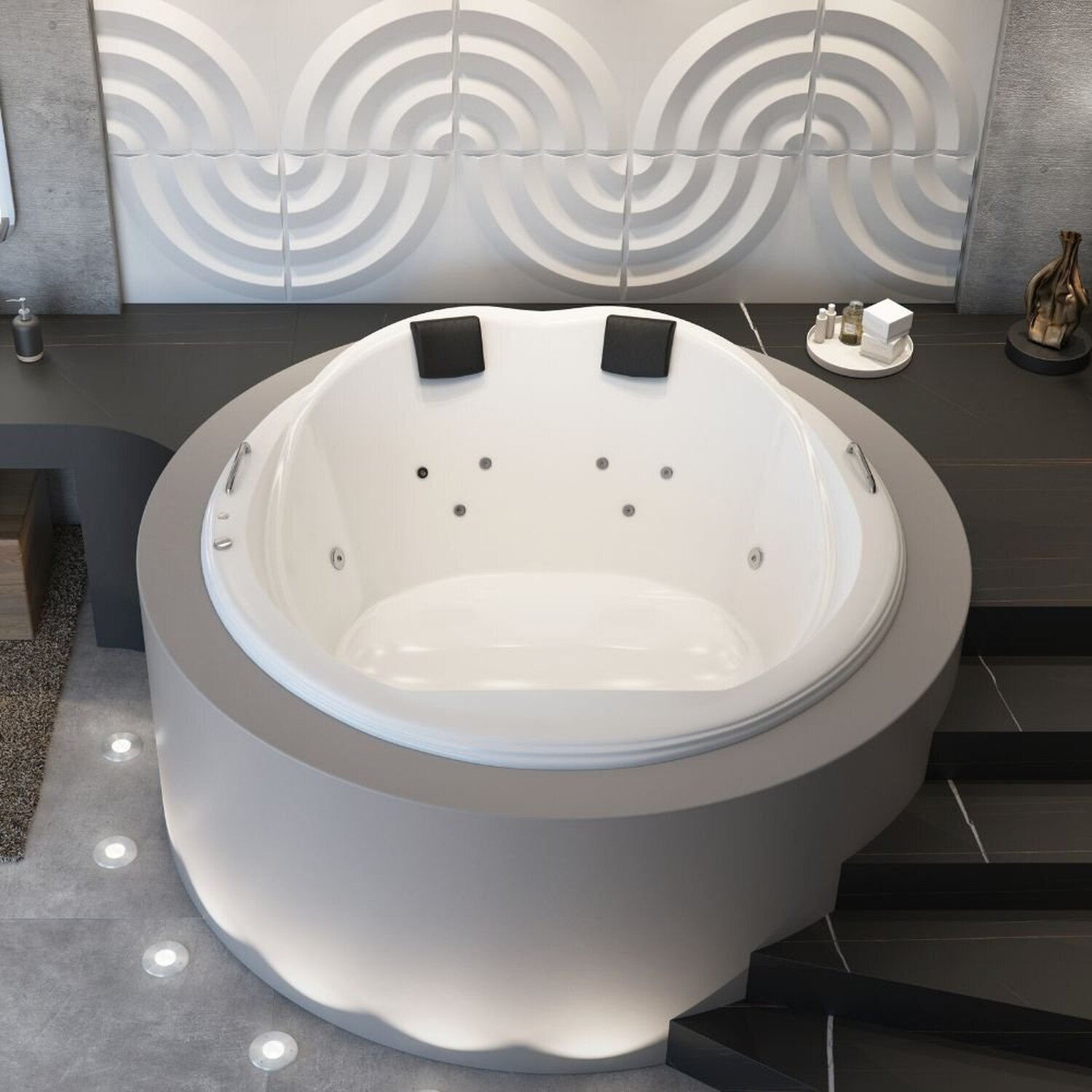 Banheira Hidromassagem Sollene Redonda em Gel Coat Gran Luxo com Aquecedor - Ø180cm - Volume Ideal 4 - 220V - 1