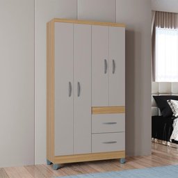 Roupeiro Solteiro 4 Portas 837 Damasco Off White Poqq Damasco Off White - 8